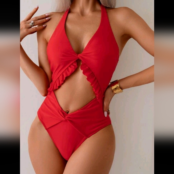 Women's Simple Casual Solid Color One Piece Swimsuit, Daily Wear, For Summer - Picture 2 of 5